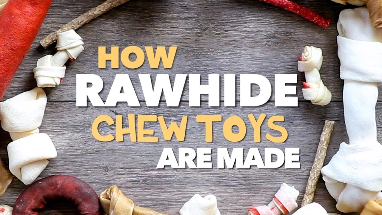 Visual representation of rawhide manufacturing process, highlighting potential concerns with traditional rawhide chews for dogs