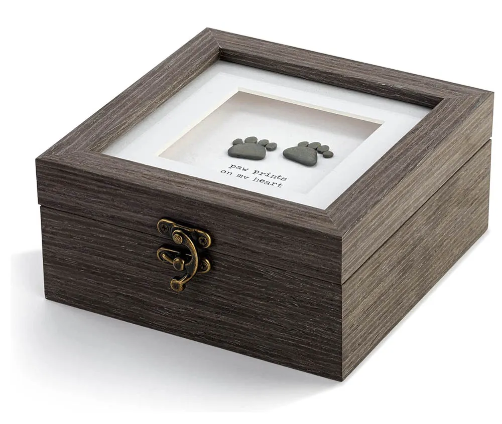 Wooden paw print memory box