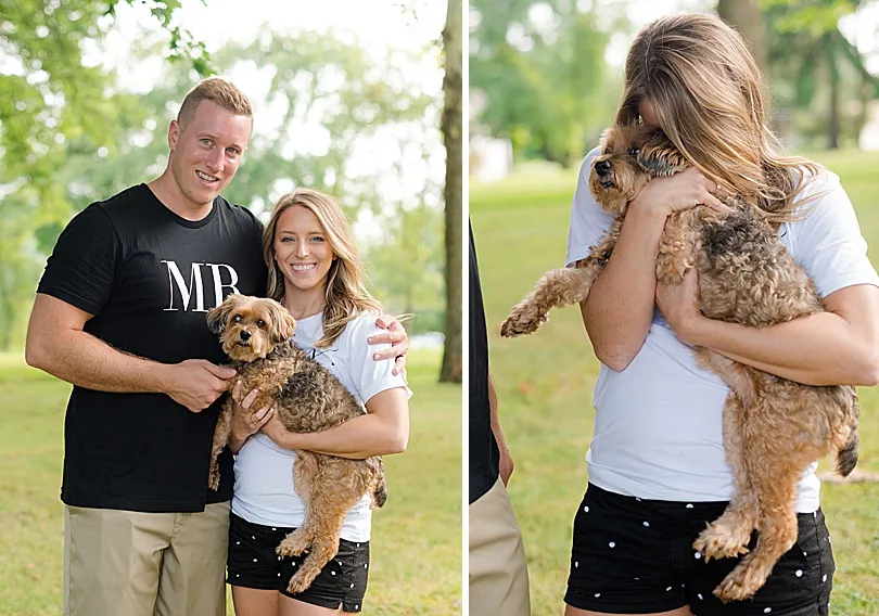 Yorkiepoo, Sophie, with Kristina and Phil, showing her affectionate bond with the couple.