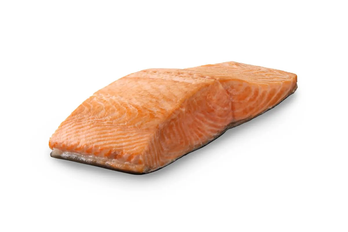 A close-up of high-quality salmon fillets, rich in omega fatty acids