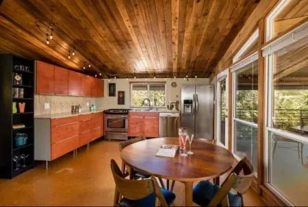 A closer look at the unique screened porch area of a Bird Cage House