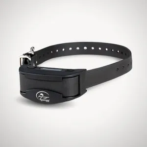 A detailed view of the SportDOG NoBark SBC-R collar with its OLED display screen