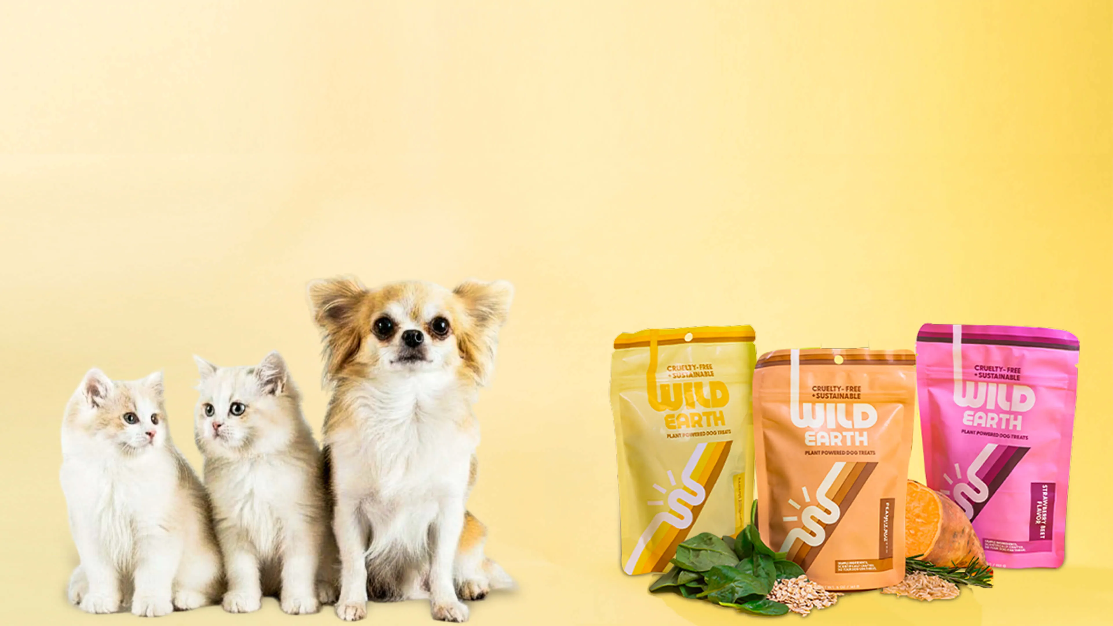 A happy dog eating Wild Earth plant-based food