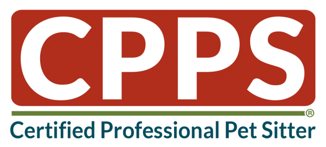 A professional pet sitter gently interacting with a friendly golden retriever in a home setting