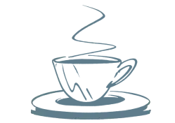 A steaming cup of coffee, symbolizing the complimentary refreshments offered for pet owners in the waiting area.