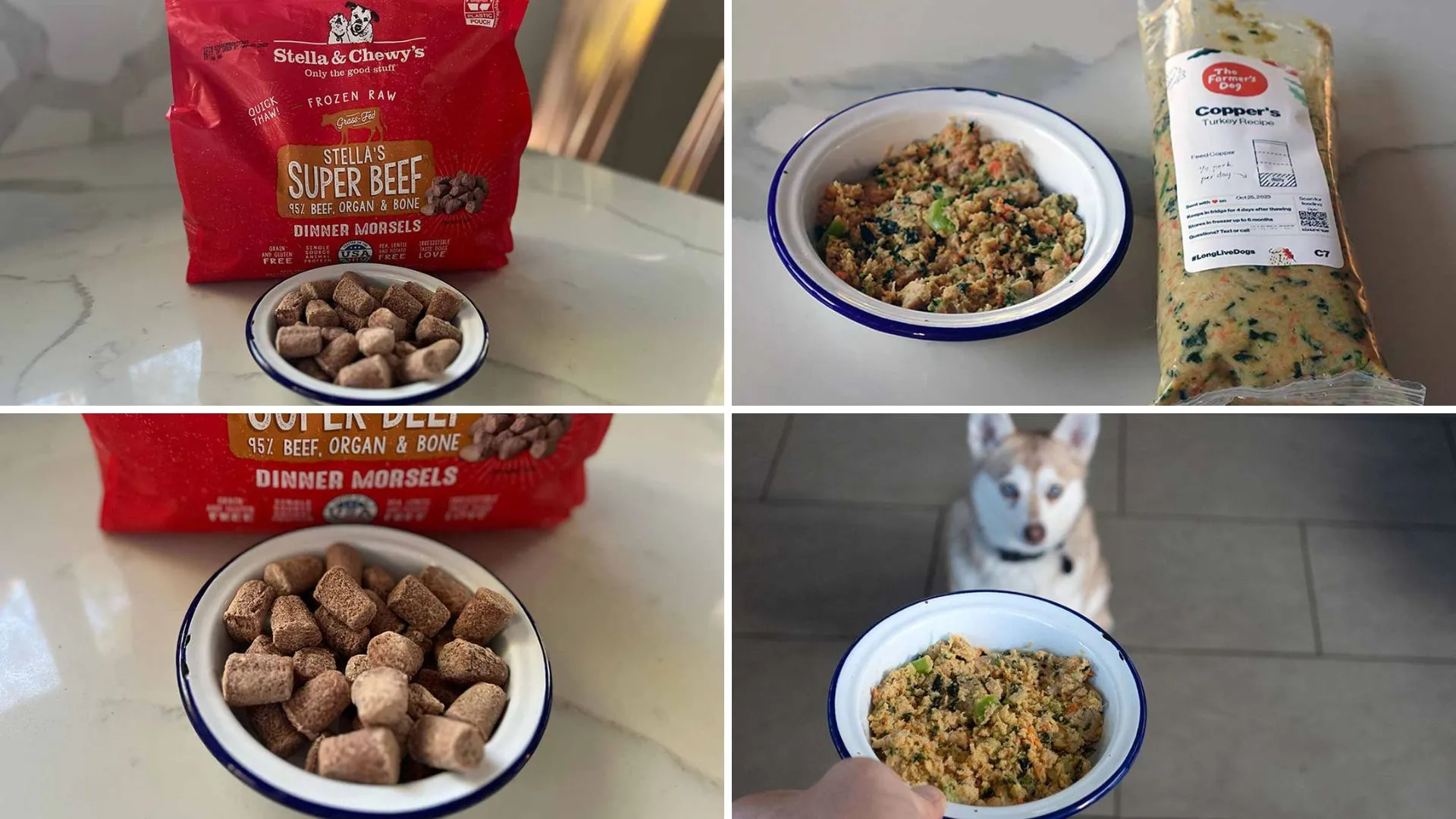 A visual comparison of The Farmer's Dog and Stella & Chewy's packaging