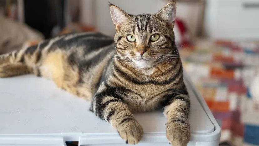 American Shorthair cat in brown tabby pattern