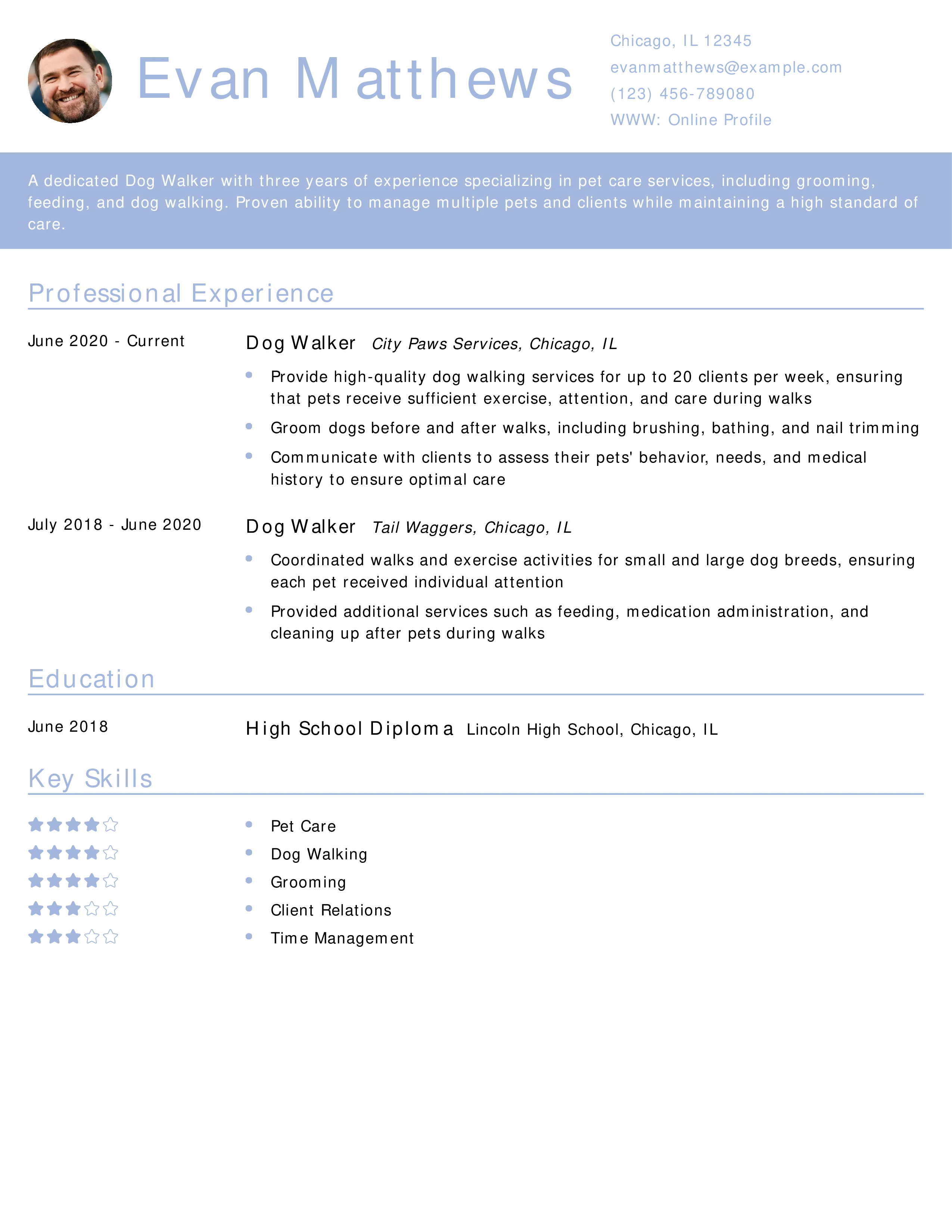 An ad example showcasing specialized pet care services like grooming and training for dogs.