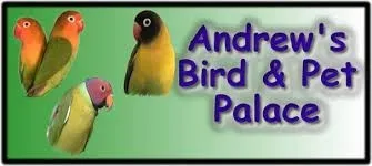 Andrews Bird & Pet Palace storefront showcasing birds and pet supplies