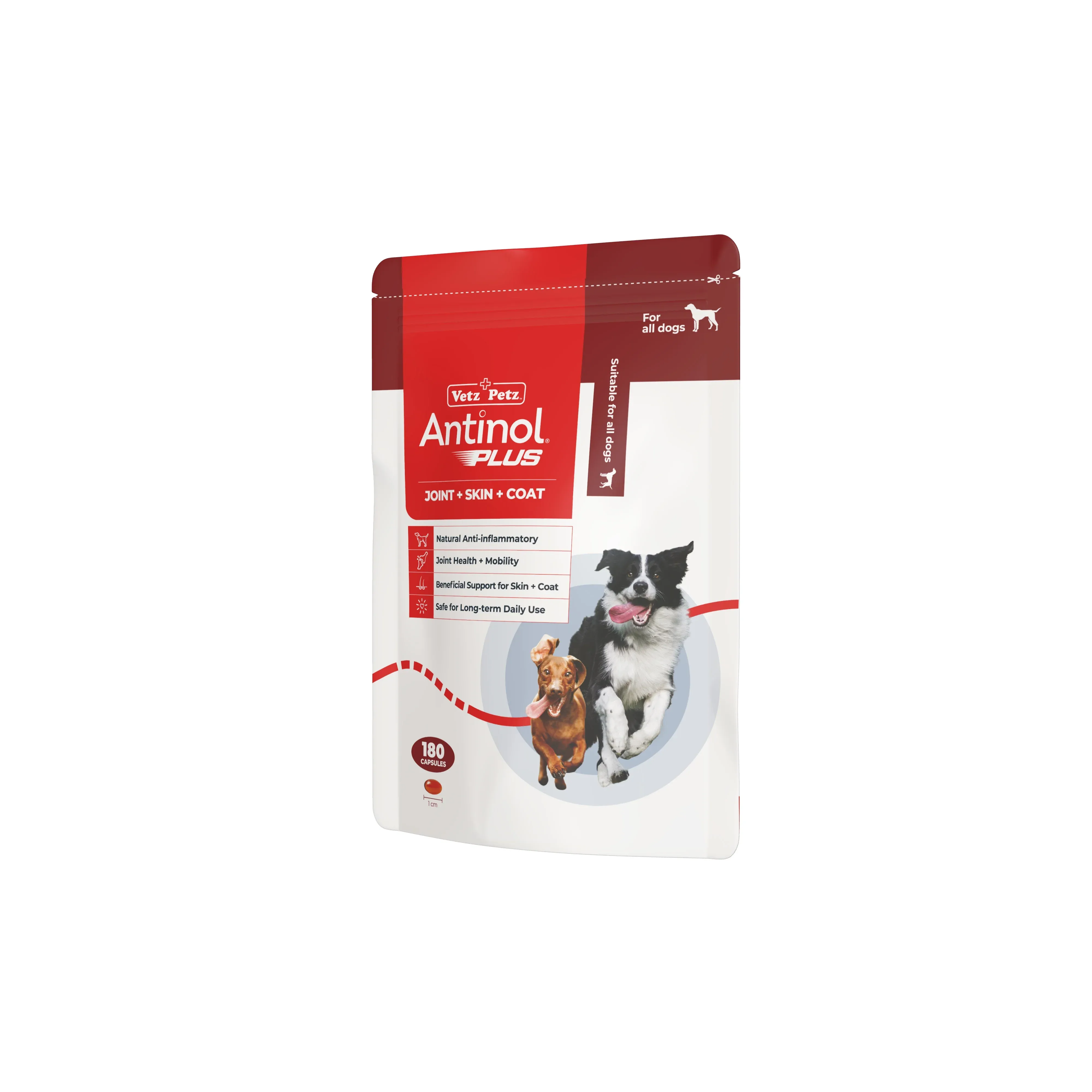 Antinol Plus 180 Capsules pouch for dogs front view