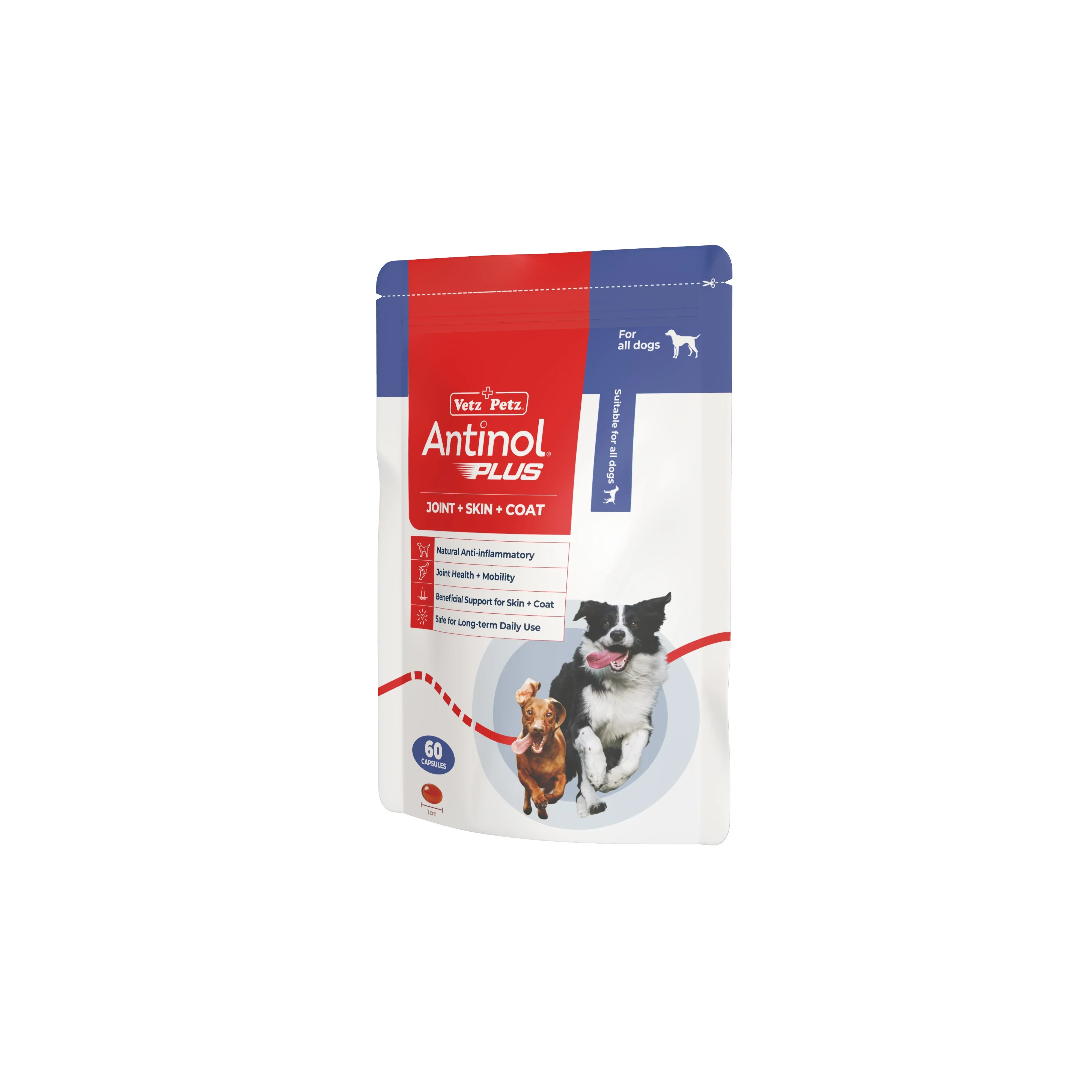 Antinol Plus 60 Capsules pouch for dogs front view