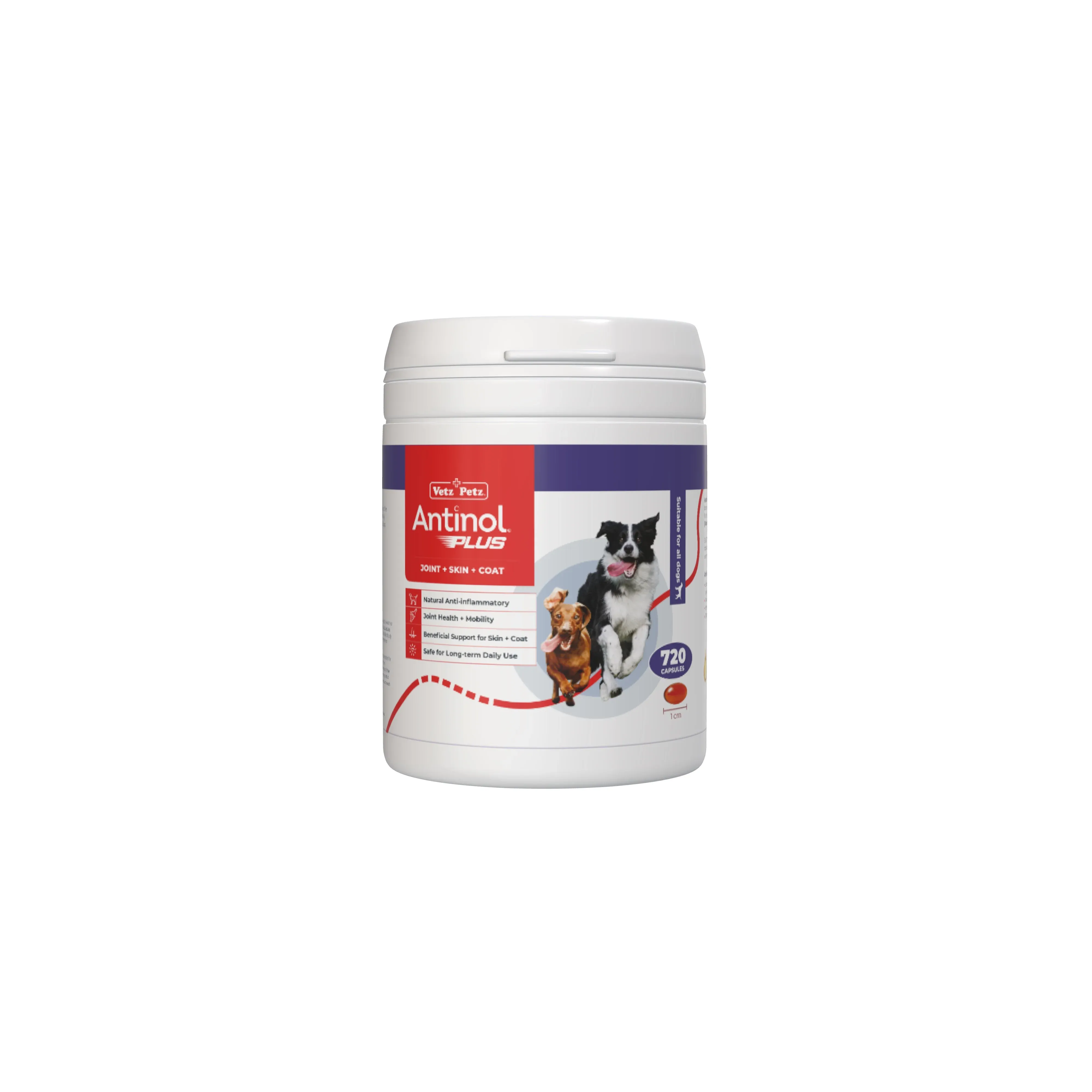 Antinol Plus 720 Capsules bottle for dogs front view