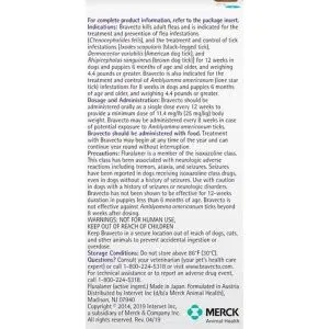 Back of Bravecto chews for dogs 44-88 lbs