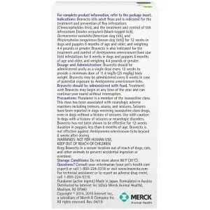 Back of Bravecto chews pack for dogs 22-44 lbs