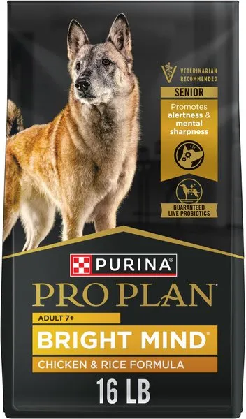 Bag of Purina Pro Plan Bright Mind Adult 7+ Chicken & Rice Formula Dry Dog Food