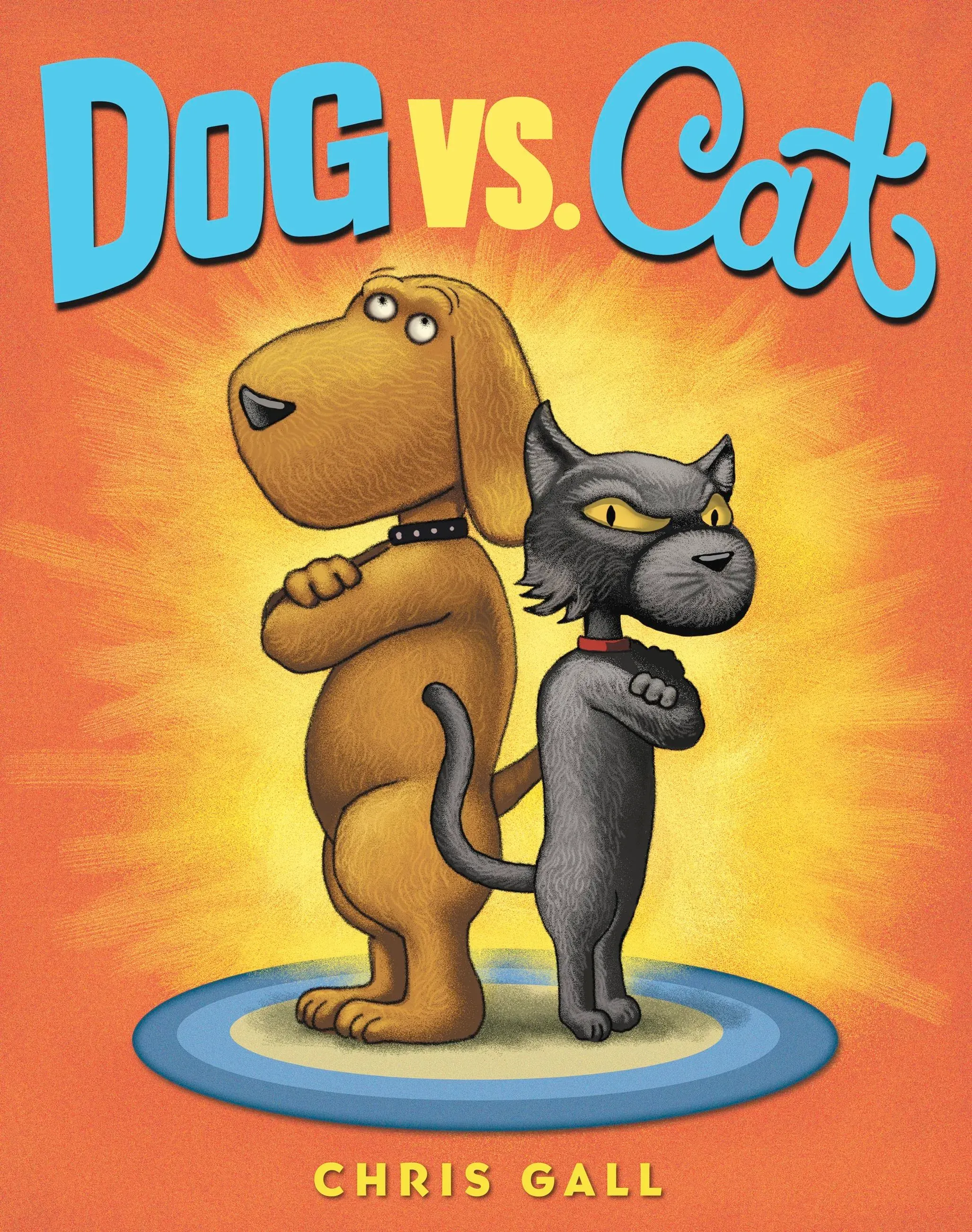 Book cover of Dog vs. Cat featuring a snarling dog and arched-back cat
