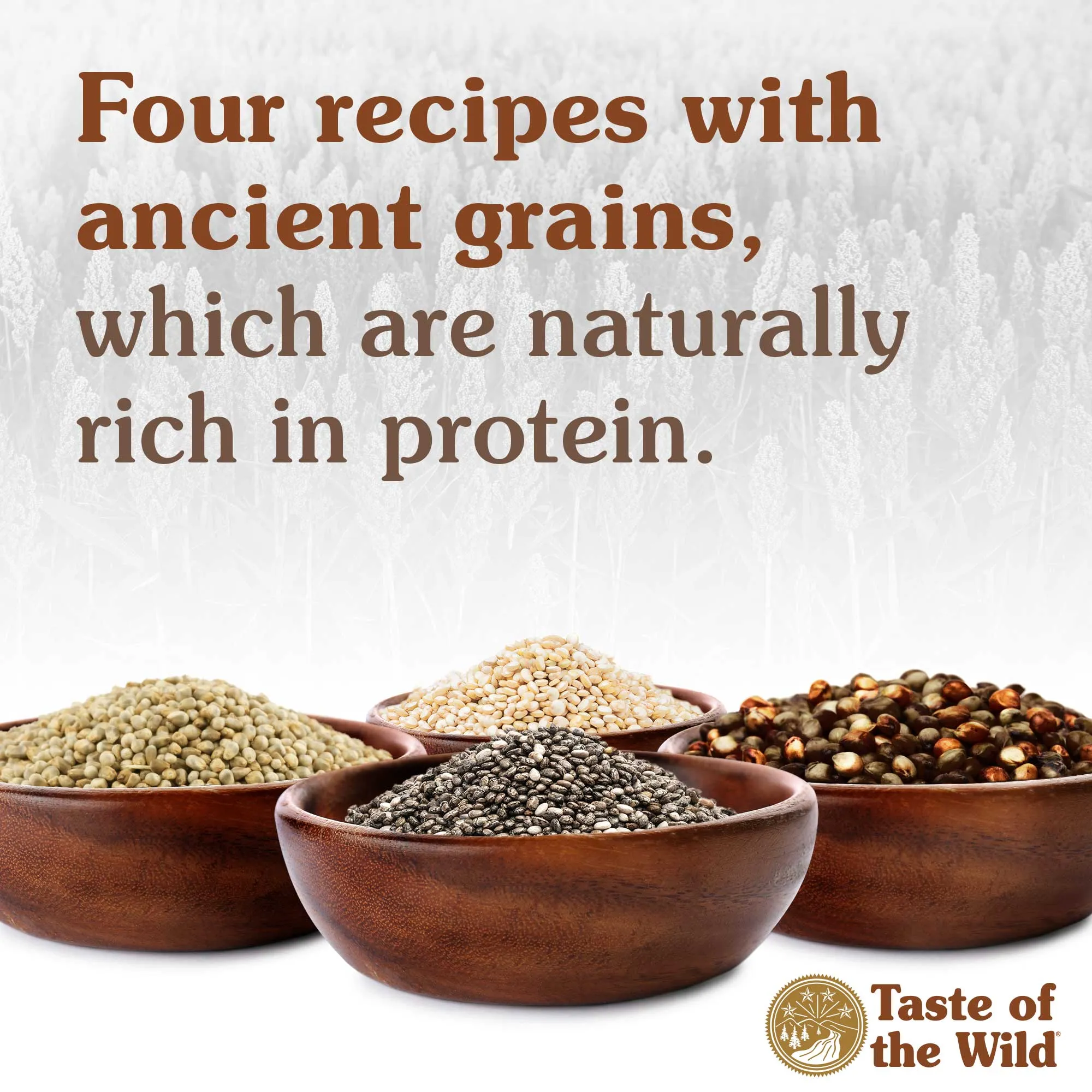 Bowls filled with ancient grains used in the recipe