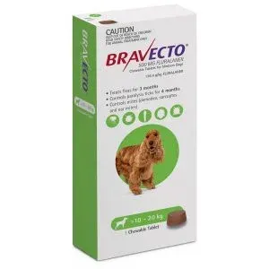 Bravecto chew for medium dogs green pack front view