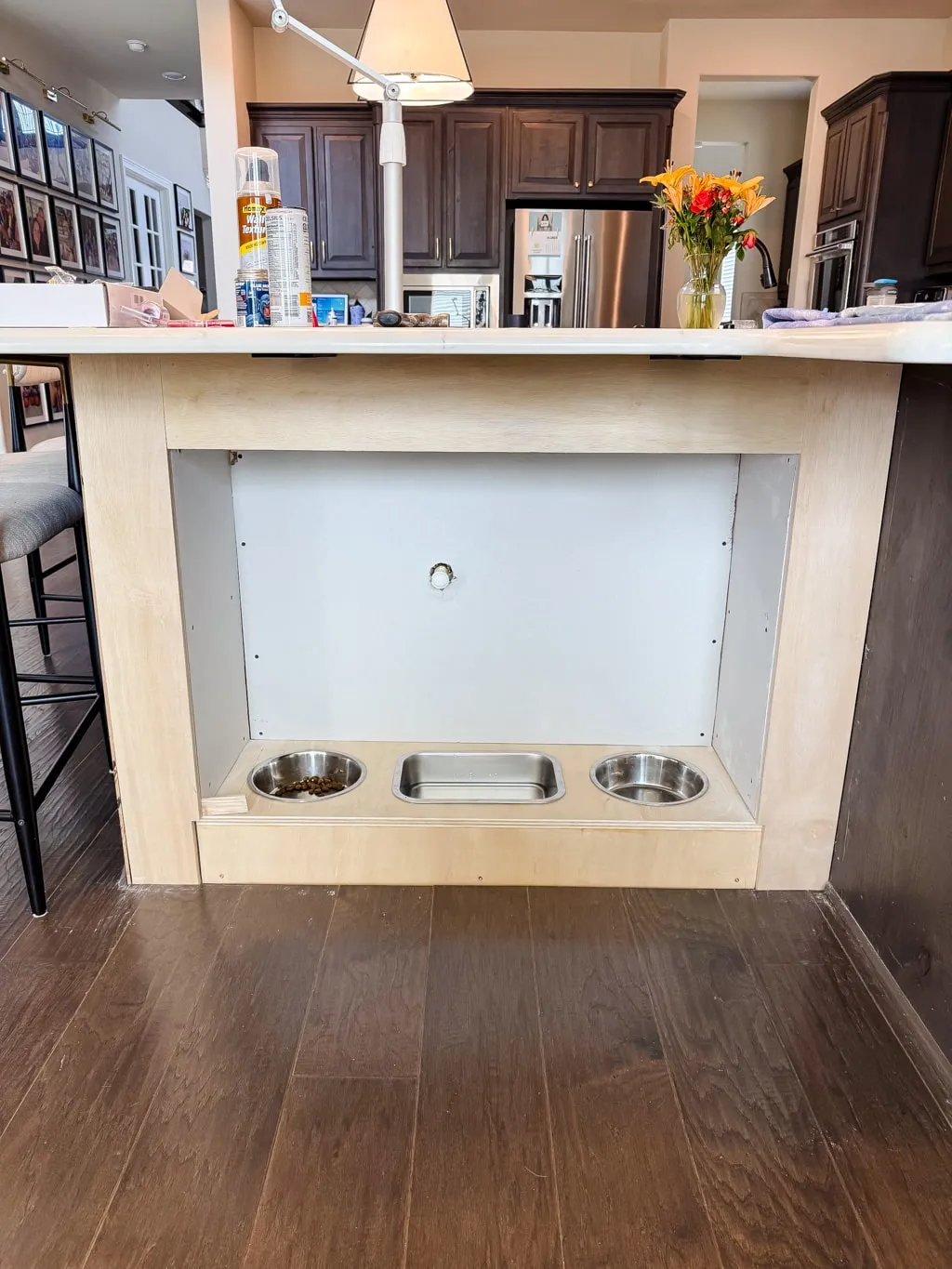 Building the plywood face frame for a custom dog feeding station