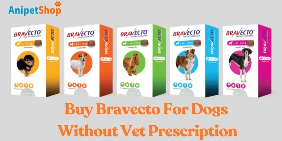 Buy Bravecto for dogs without vet prescription featuring chewable tablets