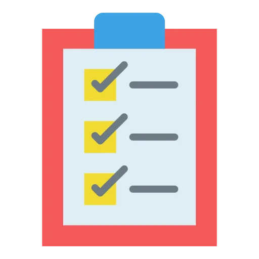 checklist with checkmarks on a table