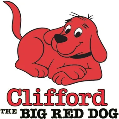 Clifford the Big Red Dog series logo with Clifford and Emily Elizabeth playing