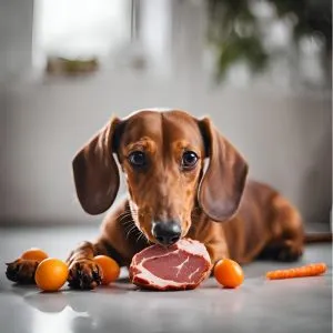 Close-up of a bag of dog food, highlighting the ingredients label