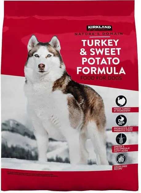 Close-up of Kirkland Nature's Domain dog food kibble