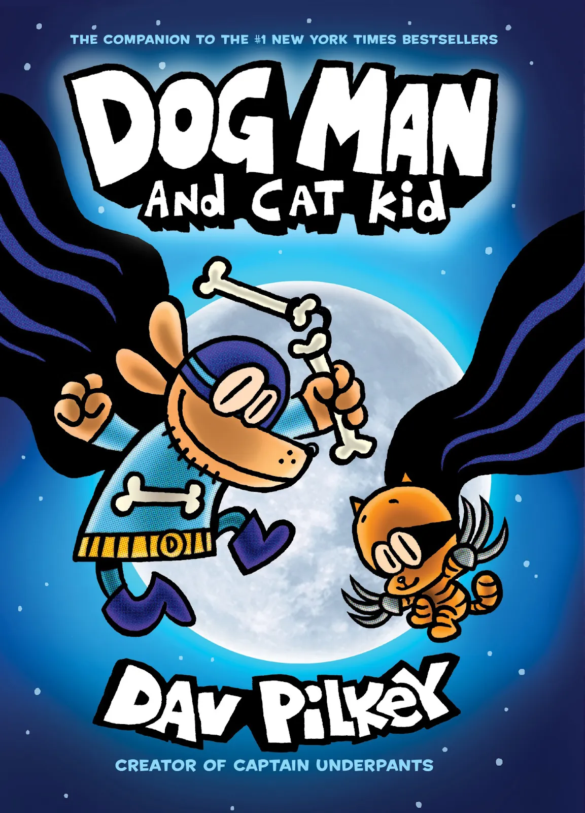 Dog Man and Cat Kid (Lil' Petey) teaming up, representing teamwork and friendship