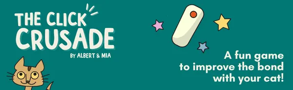 Engaging cat playing with a clicker training card game