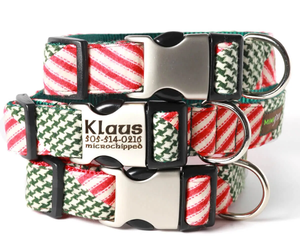 Engraved holiday dog collar example for seasonal style
