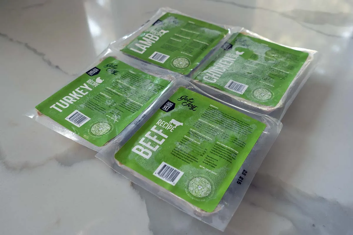 Get Joy fresh dog food packaging