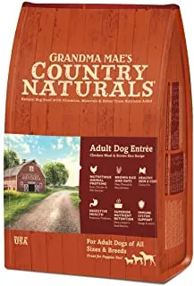 Grandma Mae's Country Naturals Adult Dry Dog Food Bag showcasing high-quality ingredients