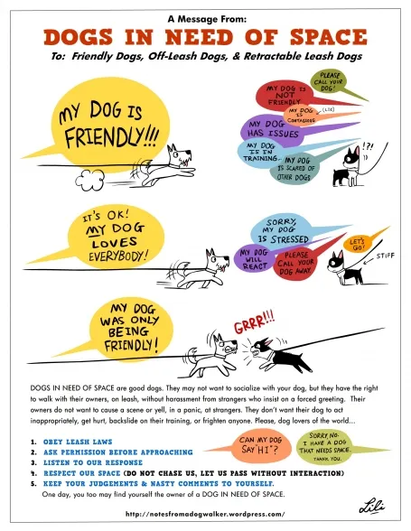 Illustration of DINOS concept by Lili Chin showing dogs needing space