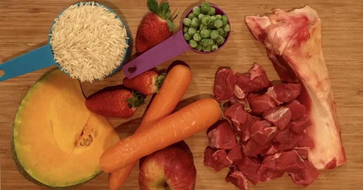 Ingredients for a homemade raw dog food recipe