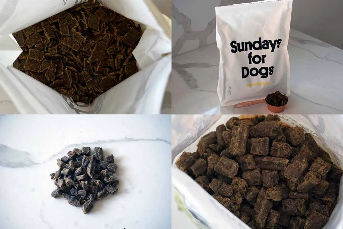 Inside the Sundays and Badlands Ranch dog food bags