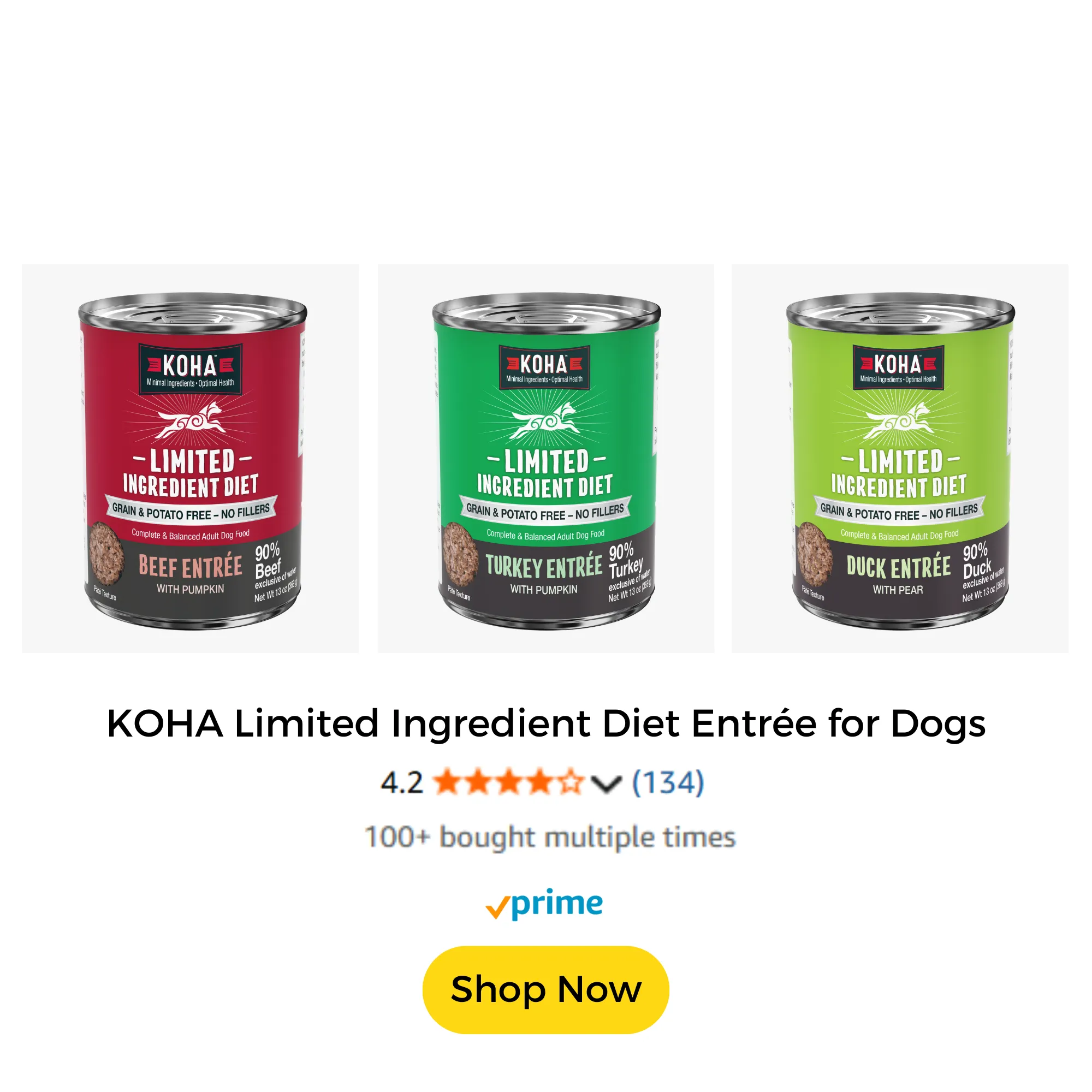 Koha Limited Ingredient Dog Food cans and bowls in various flavors