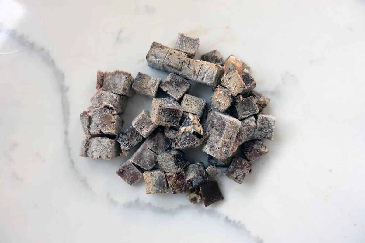 Maev’s frozen raw dog food cubes