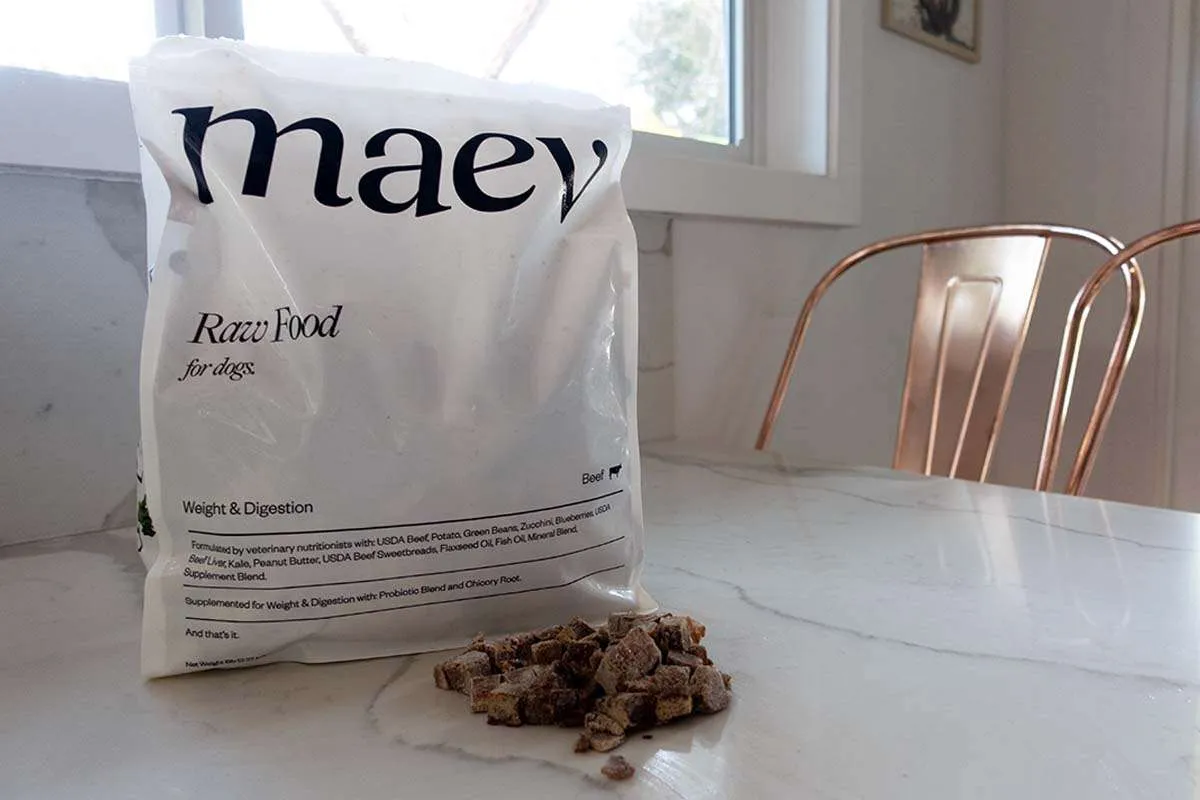 Maev's raw dog food specifically formulated for weight management and digestion support.