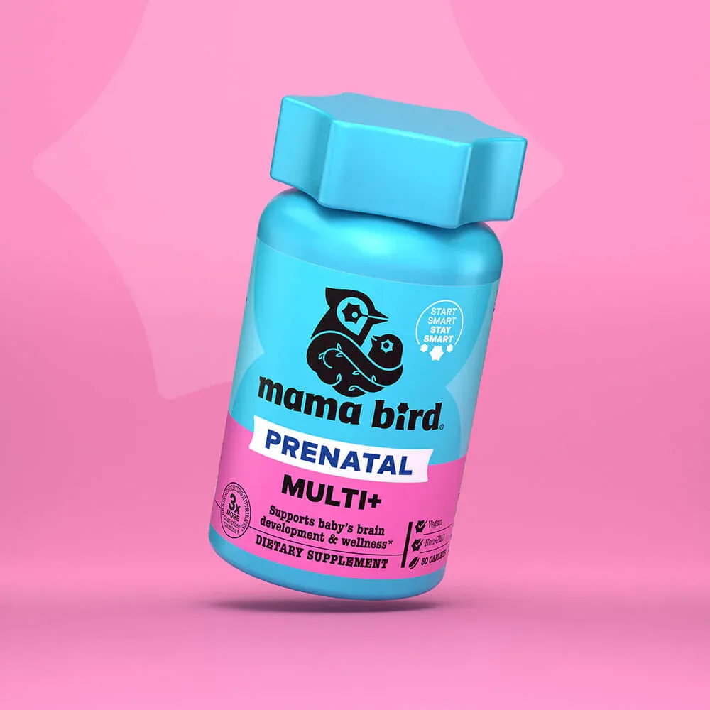 Mama Bird Prenatal Multi+ product caplet in packaging