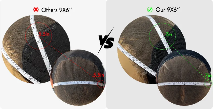 Measurement proof of true 9-inch hairline and 7-inch parting depth
