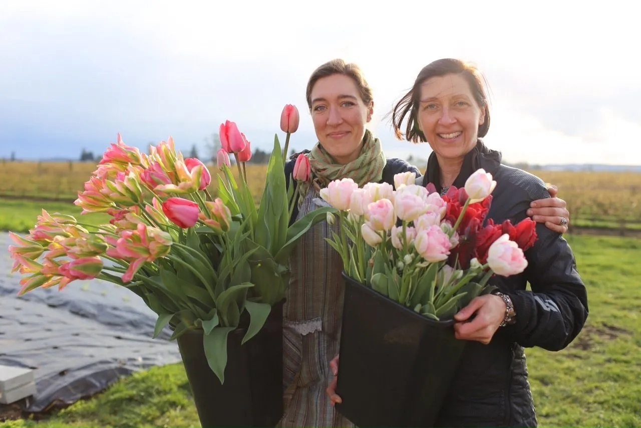 My mom helping bring in the harvest