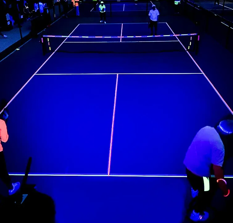 neon pickleball court lines glow
