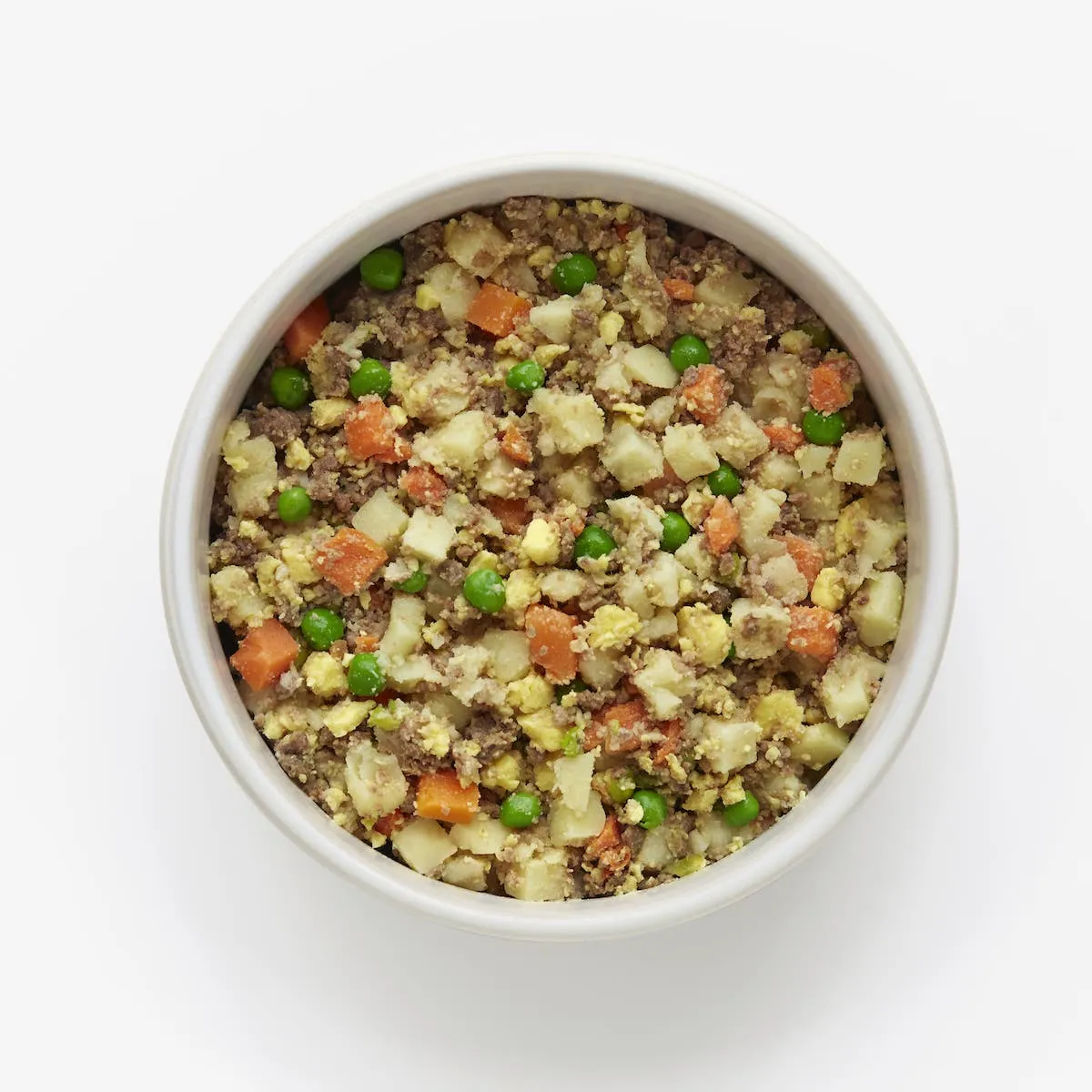 Nom Nom Beef Mash fresh dog food in a bowl, suitable for small breed puppies