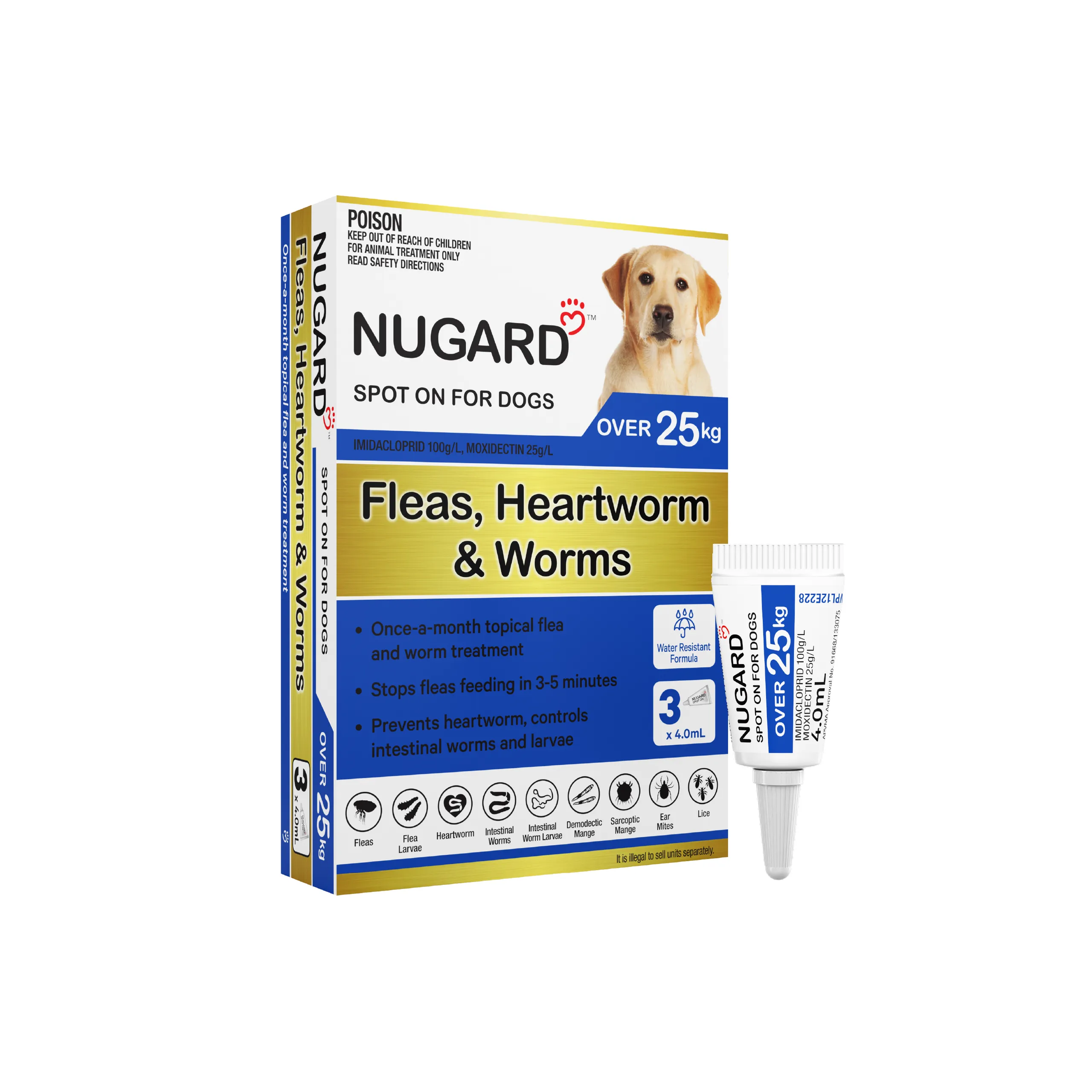 Nugard blue 3-dose tube for large dogs over 55 lbs