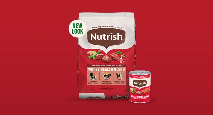 Nutrish Dog Food brand overview showing kibble and packaging