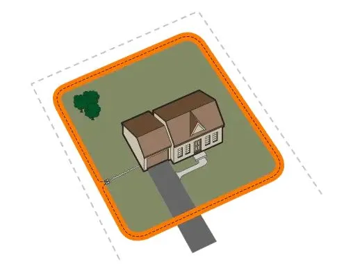 Overhead diagram of a simple perimeter loop invisible dog fence layout around a house
