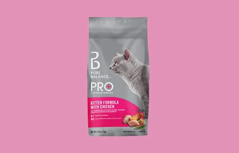 Pure Balance Pro+ Kitten Formula with Chicken dry cat food packaging