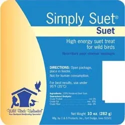 Pure Simply Suet block, unappealing to most starlings but loved by woodpeckers