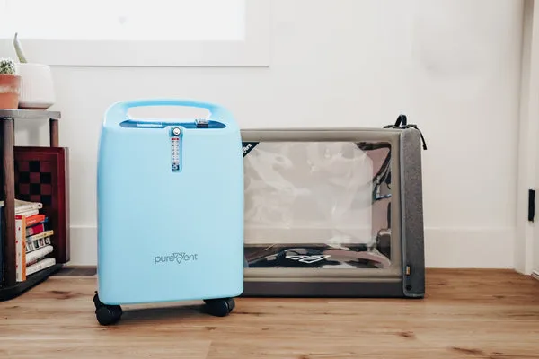 PureVent Oxygen Chamber and concentrator in a home setting